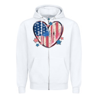 White usa heart Zipper Hoodie - MaliasSmallBusiness