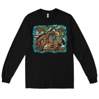 Black bucking bronco cowboy rodeo cactus and sunflowers Long Sleeve Tee - Artiststas