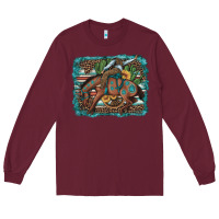 Burgundy bucking bronco cowboy rodeo cactus and sunflowers Long Sleeve Tee - Artiststas