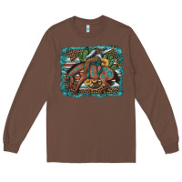 Chestnut bucking bronco cowboy rodeo cactus and sunflowers Long Sleeve Tee - Artiststas