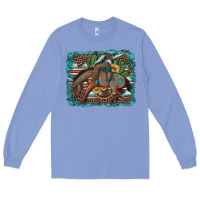 Colony Blue bucking bronco cowboy rodeo cactus and sunflowers Long Sleeve Tee - Artiststas