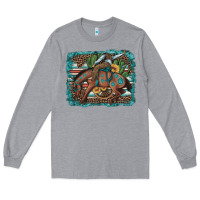 Heather Grey bucking bronco cowboy rodeo cactus and sunflowers Long Sleeve Tee - Artiststas