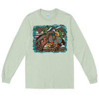 Matcha bucking bronco cowboy rodeo cactus and sunflowers Long Sleeve Tee - Artiststas