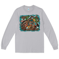 Moon Dust bucking bronco cowboy rodeo cactus and sunflowers Long Sleeve Tee - Artiststas