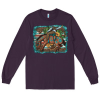 Plum bucking bronco cowboy rodeo cactus and sunflowers Long Sleeve Tee - Artiststas