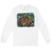 White bucking bronco cowboy rodeo cactus and sunflowers Long Sleeve Tee - Artiststas