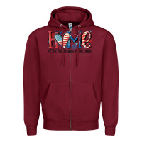 Burgundy home of the free because of the brave Zipper Hoodie - MaliasSmallBusiness