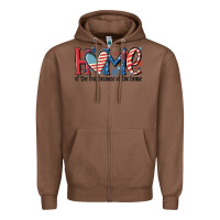 Chestnut home of the free because of the brave Zipper Hoodie - MaliasSmallBusiness