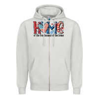 Dove Grey home of the free because of the brave Zipper Hoodie - MaliasSmallBusiness