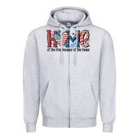 Heather Grey home of the free because of the brave Zipper Hoodie - MaliasSmallBusiness