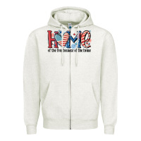 Oatmeal Heather home of the free because of the brave Zipper Hoodie - MaliasSmallBusiness