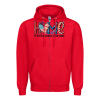 Red home of the free because of the brave Zipper Hoodie - MaliasSmallBusiness