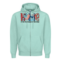 Seafoam home of the free because of the brave Zipper Hoodie - MaliasSmallBusiness