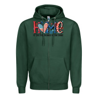 Sports Green home of the free because of the brave Zipper Hoodie - MaliasSmallBusiness