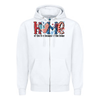 White home of the free because of the brave Zipper Hoodie - MaliasSmallBusiness