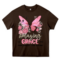 Chocolate Brown amazing grace how sweet the sound butterfly Heavy Core Tee - MaliasSmallBusiness