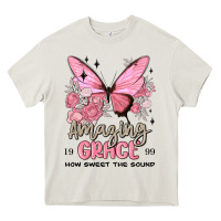 Cream amazing grace how sweet the sound butterfly Heavy Core Tee - MaliasSmallBusiness