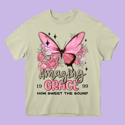 Amazing Grace How Sweet The Sound Butterfly Heavy Core Tee Designed By Maliassmallbusiness