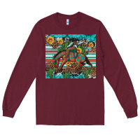 Burgundy bucking bronco cowboy rodeo cactus and sunflowers Long Sleeve Tee - Artiststas