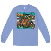 Colony Blue bucking bronco cowboy rodeo cactus and sunflowers Long Sleeve Tee - Artiststas