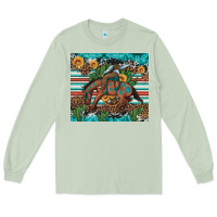 Matcha bucking bronco cowboy rodeo cactus and sunflowers Long Sleeve Tee - Artiststas