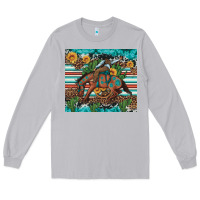 Moon Dust bucking bronco cowboy rodeo cactus and sunflowers Long Sleeve Tee - Artiststas