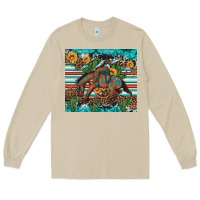 Mushroom bucking bronco cowboy rodeo cactus and sunflowers Long Sleeve Tee - Artiststas