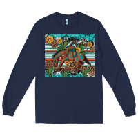 Navy bucking bronco cowboy rodeo cactus and sunflowers Long Sleeve Tee - Artiststas