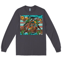 Smoke bucking bronco cowboy rodeo cactus and sunflowers Long Sleeve Tee - Artiststas