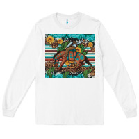 White bucking bronco cowboy rodeo cactus and sunflowers Long Sleeve Tee - Artiststas
