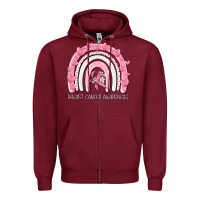 Burgundy breast cancer  awareness rainbow Zipper Hoodie - MaliasSmallBusiness