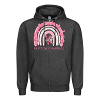 Charcoal Heather breast cancer  awareness rainbow Zipper Hoodie - MaliasSmallBusiness