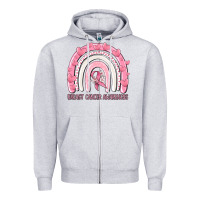 Heather Grey breast cancer  awareness rainbow Zipper Hoodie - MaliasSmallBusiness