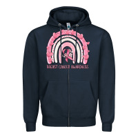 Navy breast cancer  awareness rainbow Zipper Hoodie - MaliasSmallBusiness