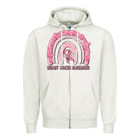 Oatmeal Heather breast cancer  awareness rainbow Zipper Hoodie - MaliasSmallBusiness