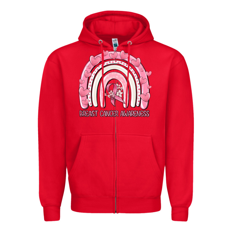Breast Cancer  Awareness Rainbow Zipper Hoodie by MaliasSmallBusiness | Teevron