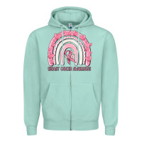 Seafoam breast cancer  awareness rainbow Zipper Hoodie - MaliasSmallBusiness