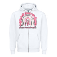 White breast cancer  awareness rainbow Zipper Hoodie - MaliasSmallBusiness
