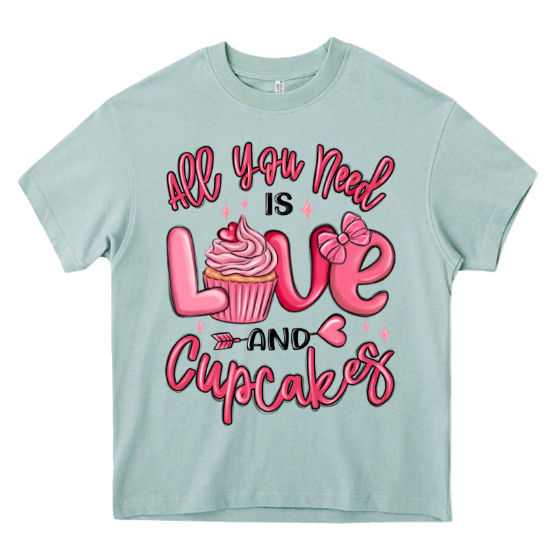 All You Need Is Love And Cupcakes Valentines Day Heavy Core Tee by MaliasSmallBusiness | Teevron