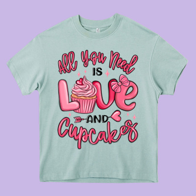 All You Need Is Love And Cupcakes Valentines Day Heavy Core Tee Designed By Maliassmallbusiness