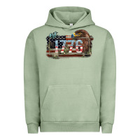 Pigment Oil Green Eat. 1776 eagle 4th of july Urban Hoodie - HowdyJamesFarm