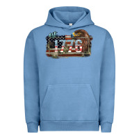 Pigment Pebble Blue Eat. 1776 eagle 4th of july Urban Hoodie - HowdyJamesFarm