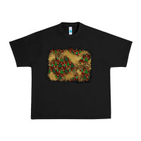 Black christmas trees and leopard background Urban Heavy Tee - BundleAndBundleShop