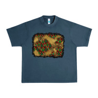 Midnight Navy christmas trees and leopard background Urban Heavy Tee - BundleAndBundleShop