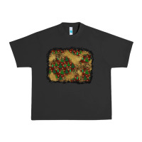 Pigment Black christmas trees and leopard background Urban Heavy Tee - BundleAndBundleShop