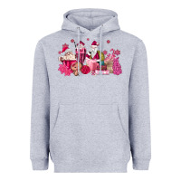 Heather Grey pink santa coffee Heavyweight Hoodie - MaliasSmallBusiness