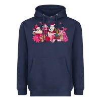 Navy pink santa coffee Heavyweight Hoodie - MaliasSmallBusiness