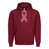 Burgundy breast cancer ribbon Zipper Hoodie - MaliasSmallBusiness
