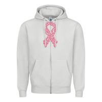 Dove Grey breast cancer ribbon Zipper Hoodie - MaliasSmallBusiness