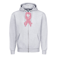 Heather Grey breast cancer ribbon Zipper Hoodie - MaliasSmallBusiness